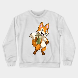 Fox at Drinking with Bubble Tea Crewneck Sweatshirt